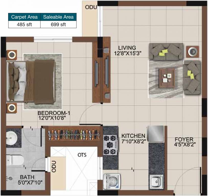 Casagrand Castle (1BHK+1T (699 sq ft) 699 sq ft)