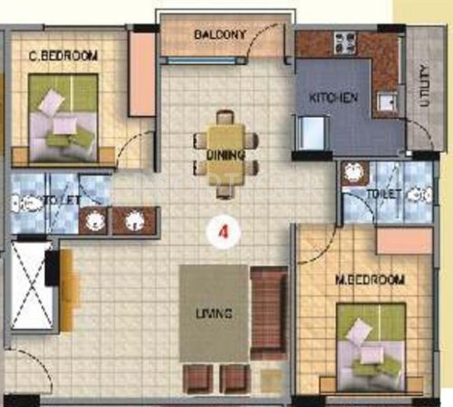 Saveria Neston (2BHK+2T (1,050 sq ft) 1050 sq ft)