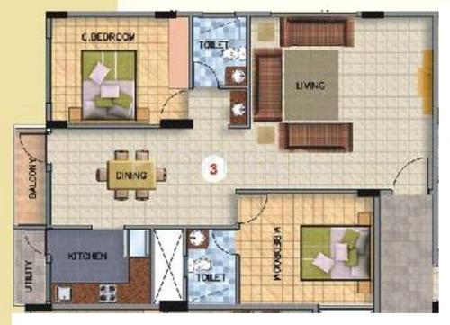Saveria Neston (2BHK+2T (1,170 sq ft) 1170 sq ft)