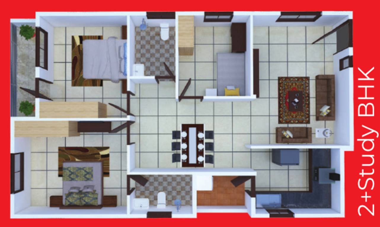 Brindavan Signature (2BHK+2T (1,326 sq ft) + Study Room 1326 sq ft)