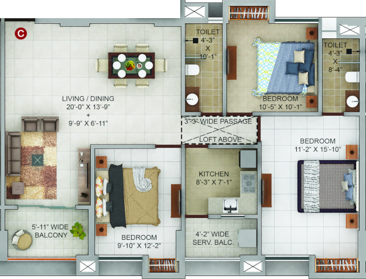 Merlin Urvan (3BHK+2T (1,163 sq ft) 1163 sq ft) Merlin Urvan (3BHK+2T (1,163 sq ft) 1163 sq ft)
