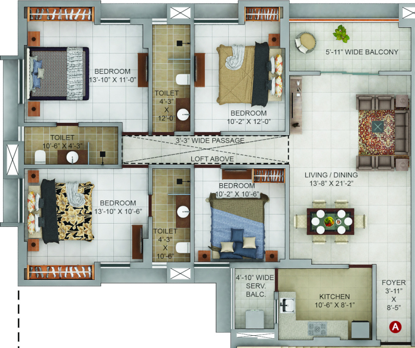 Merlin Urvan (4BHK+3T (1,459 sq ft) 1459 sq ft) Merlin Urvan (4BHK+3T (1,459 sq ft) 1459 sq ft)