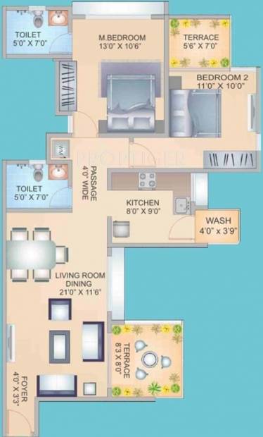 S&M The Palazzo (2BHK+2T (1,145 sq ft) 1145 sq ft)