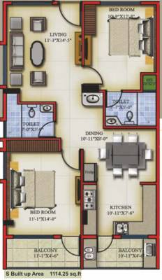 Span Span Krishna (2BHK+2T (1,114.24 sq ft) 1114.24 sq ft)