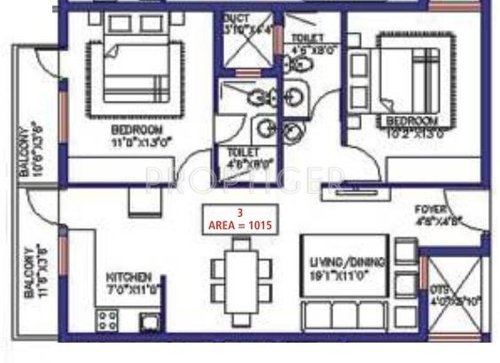 Saveria Livinston (2BHK+2T (1,015 sq ft) 1015 sq ft)