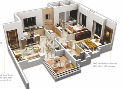 Goel Ganga Ashiyana (2BHK+2T (760 sq ft) 760 sq ft)