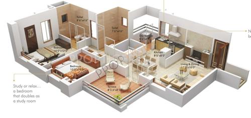 Goel Ganga Ashiyana (2BHK+2T (1,229 sq ft) 1229 sq ft)