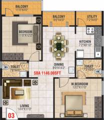 Jayani Paradise (2BHK+2T (1,146 sq ft) 1146 sq ft)