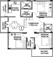 Kataria Residency (3BHK+2T (1,345 sq ft) 1345 sq ft) Kataria Residency (3BHK+2T (1,345 sq ft) 1345 sq ft)