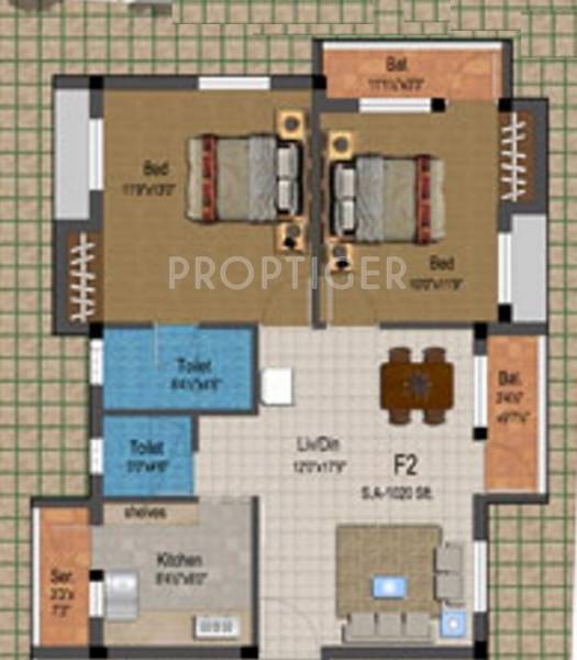 Anitech Golden (2BHK+2T (1,020 sq ft) 1020 sq ft)