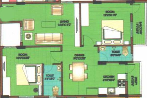 Rathna Lotus (2BHK+2T (1,025 sq ft) 1025 sq ft)