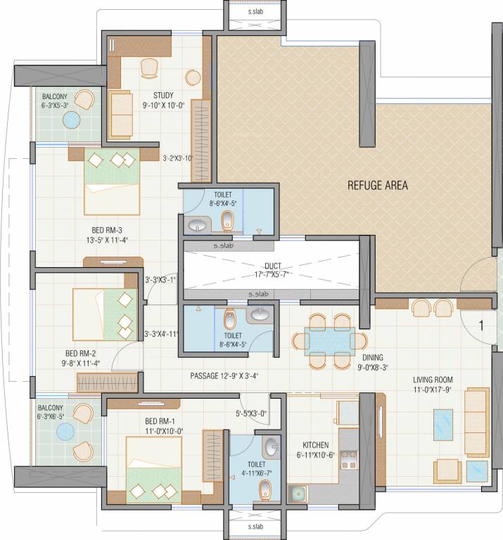 MJ Shah Arihant Towers (3BHK+3T (1,186 sq ft) 1186 sq ft)