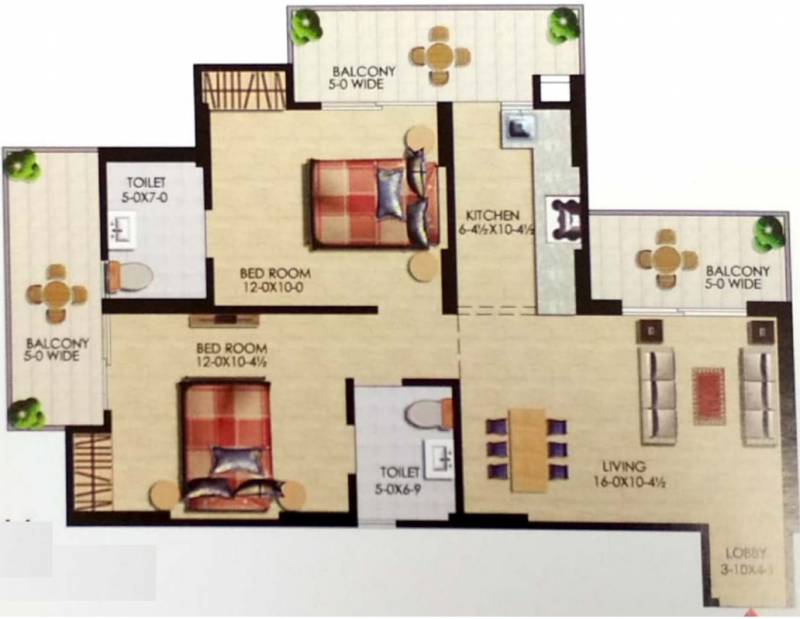 Uppal Casa Woodstock (2BHK+2T (1,115 sq ft) 1115 sq ft)