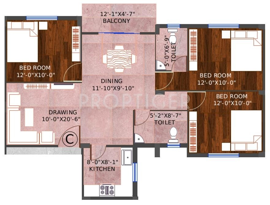 Realtech Curio City (3BHK+2T (1,398 sq ft) 1398 sq ft)