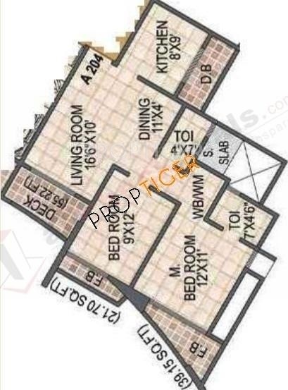 Arihant Housing Aradhana Floor Plan (2BHK+2T)