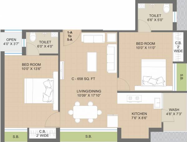 Sanjay Auram 2 (2BHK+2T (658 sq ft) 658 sq ft)