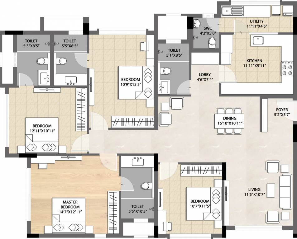 DNR Springleaf (4BHK+4T (2,167 sq ft) 2167 sq ft)