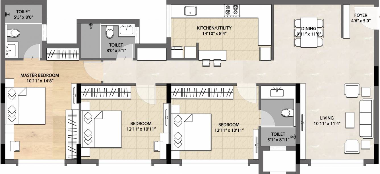 DNR Springleaf (3BHK+3T (1,633 sq ft) 1633 sq ft)