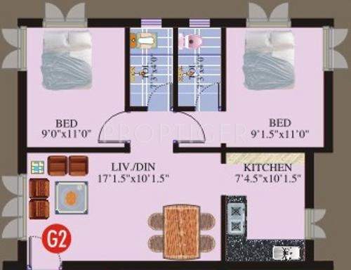 Hi Aloka (2BHK+2T (826 sq ft) 826 sq ft)