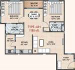 KMN Calista (2BHK+2T (1,188 sq ft) 1188 sq ft)