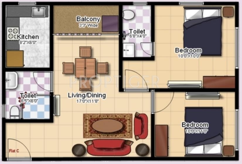 DVA Upahar (2BHK+2T (803 sq ft) 803 sq ft)