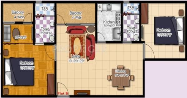 DVA Upahar (2BHK+2T (1,011 sq ft) 1011 sq ft)