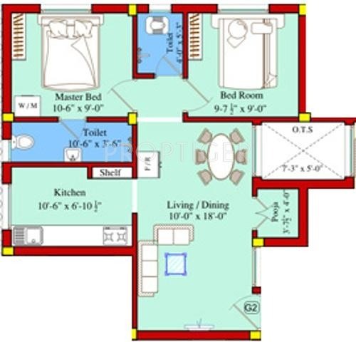 SBA Taraka (2BHK+2T (735 sq ft) Pooja Room 735 sq ft)