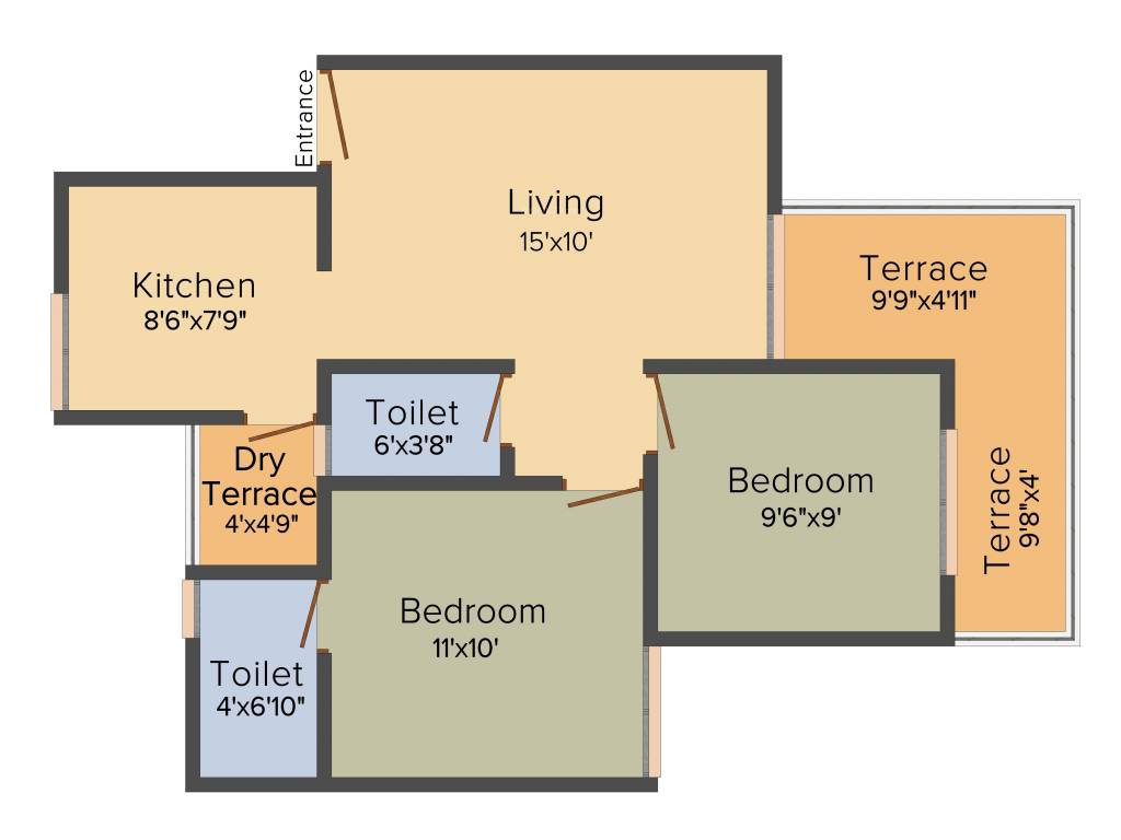 Diamond Nexus Nexus Gulmohar (2BHK+2T (509 sq ft) 509 sq ft)