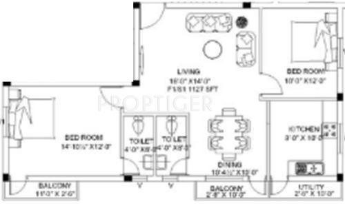 Amudha Paradise (2BHK+2T (1,095 sq ft) 1095 sq ft)