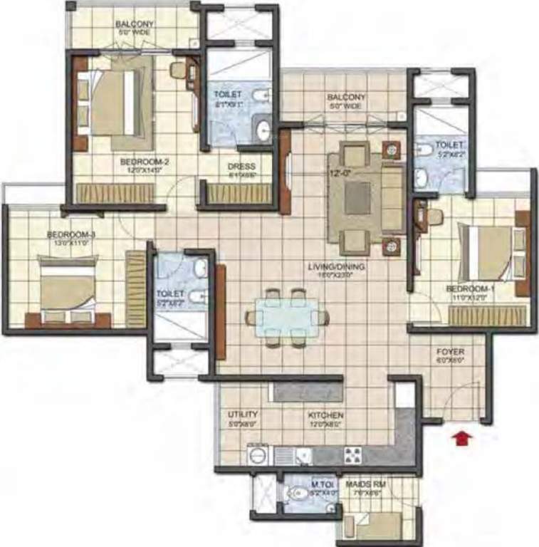 Prestige Song Of The South Phase 2 (3BHK+3T (1,923 sq ft) 1923 sq ft)