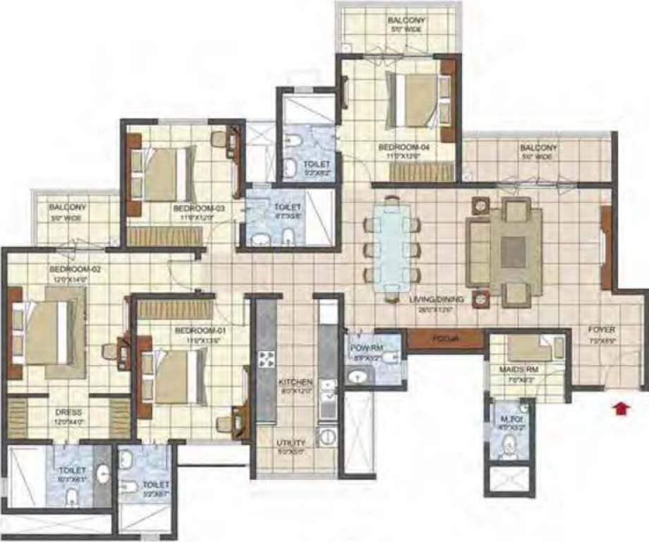 Prestige Song Of The South Phase 2 (4BHK+4T (2,406 sq ft) + Servant Room 2406 sq ft)