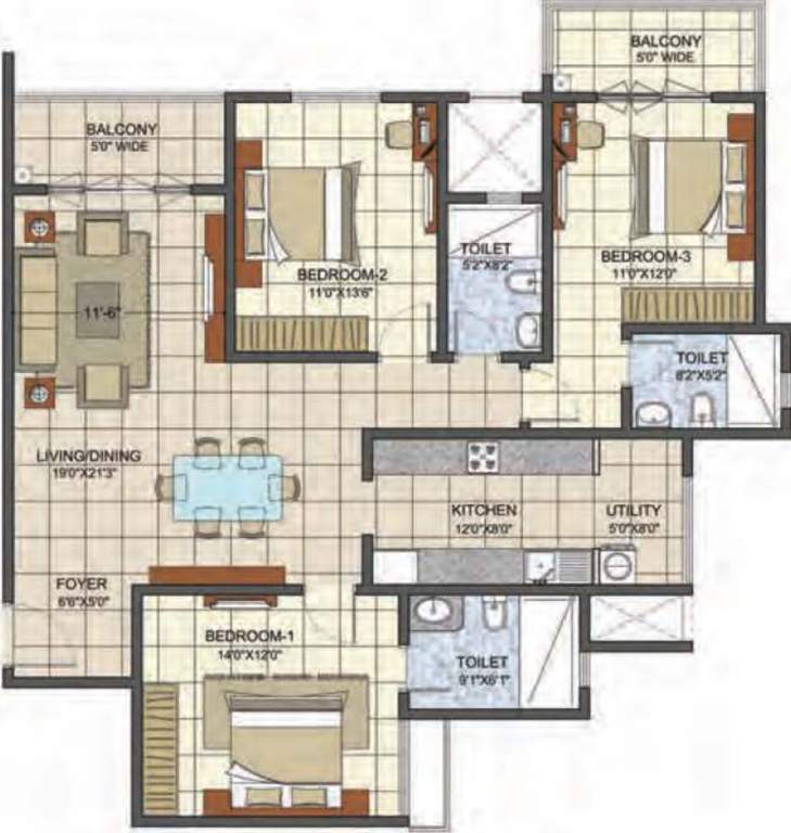 Prestige Song Of The South Phase 2 (3BHK+3T (1,748 sq ft) 1748 sq ft)