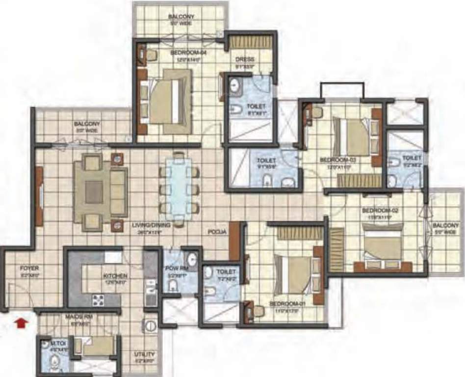 Prestige Song Of The South Phase 2 (4BHK+4T (2,424 sq ft) + Servant Room 2424 sq ft)