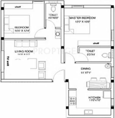 Anu Emerald (2BHK+2T (906 sq ft) 906 sq ft)