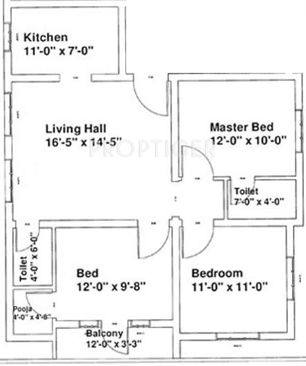 Anu Garnet (3BHK+2T (1,134 sq ft)   Pooja Room 1134 sq ft)