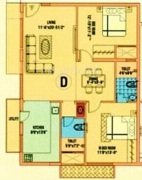 i1 Spandhana (2BHK+2T (1,018 sq ft) 1018 sq ft)