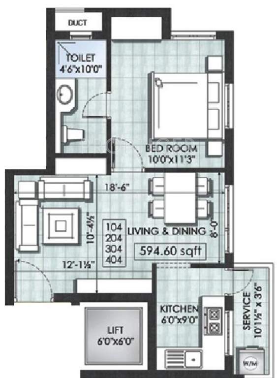 Landmark Synergy (1BHK+1T (594 sq ft) 594 sq ft)