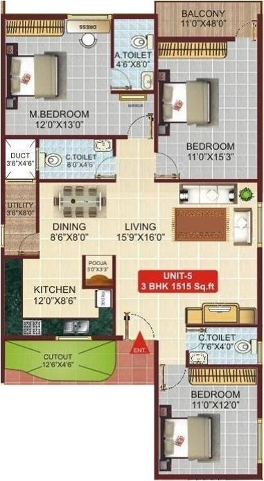 i1 Krishna (3BHK+3T (1,515 sq ft) 1515 sq ft) i1 Krishna (3BHK+3T (1,515 sq ft) 1515 sq ft)