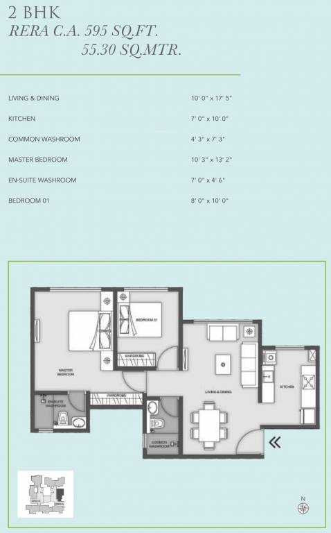 MICL Aaradhya Eastwind (2BHK+2T (595.24 sq ft) 595.24 sq ft)