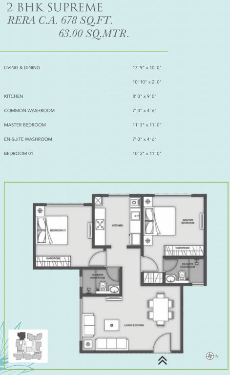 MICL Aaradhya Eastwind (2BHK+2T (678.13 sq ft) 678.13 sq ft)