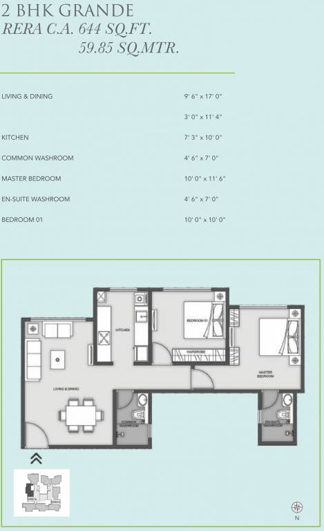 MICL Aaradhya Eastwind (2BHK+2T (644.22 sq ft) 644.22 sq ft)