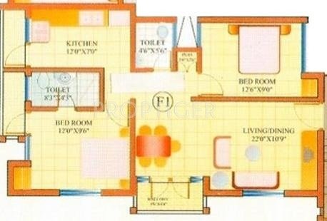 i1 Ramya Tulip (2BHK+2T (1,100 sq ft) 1100 sq ft)