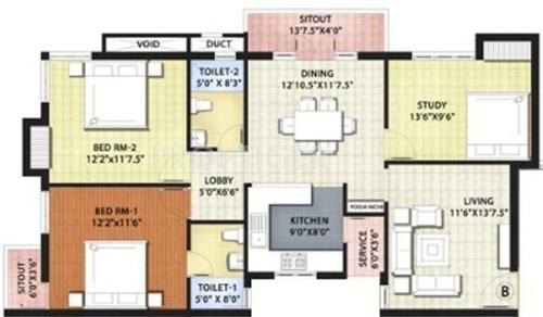 Landmark Amber (3BHK+2T (1,350 sq ft) 1350 sq ft)