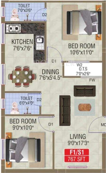 Amudha Sree (2BHK+2T (767 sq ft) 767 sq ft)