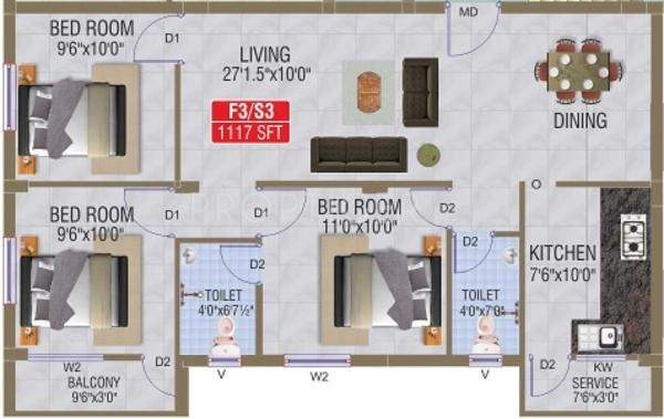 Amudha Sree (3BHK+2T (1,117 sq ft) 1117 sq ft)