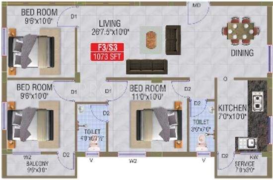 Amudha Sree (3BHK+2T (1,073 sq ft) 1073 sq ft)