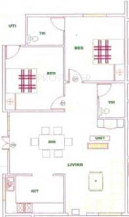 Aashish Pragathi Floor Plan (2BHK+2T)