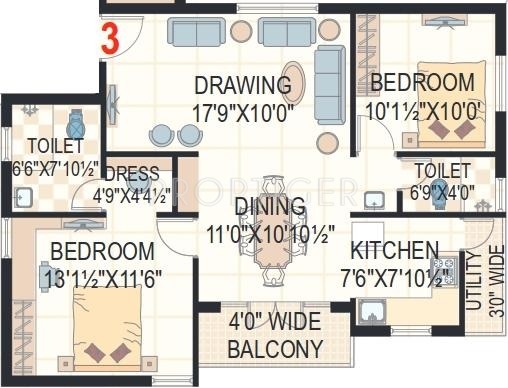 Maphar Hillock (2BHK+2T (1,118 sq ft) 1118 sq ft)