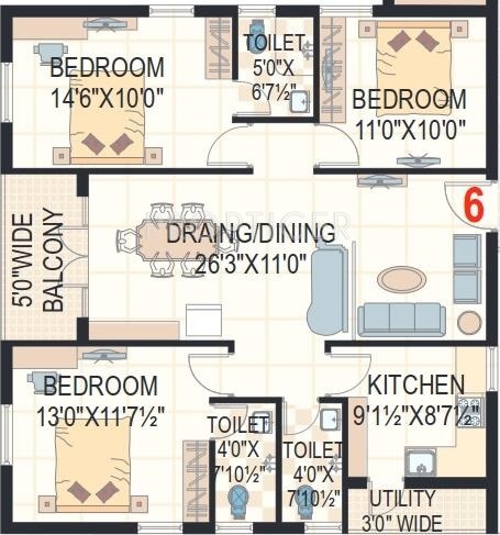 Maphar Hillock (3BHK+3T (1,396 sq ft) 1396 sq ft)