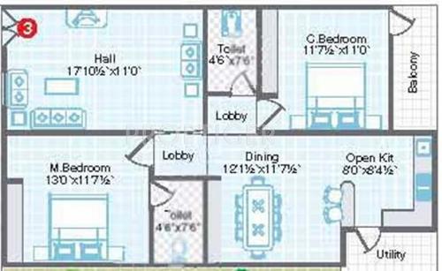 Travancore Vijayas Thrayambakam (2BHK+2T (1,195 sq ft) 1195 sq ft)